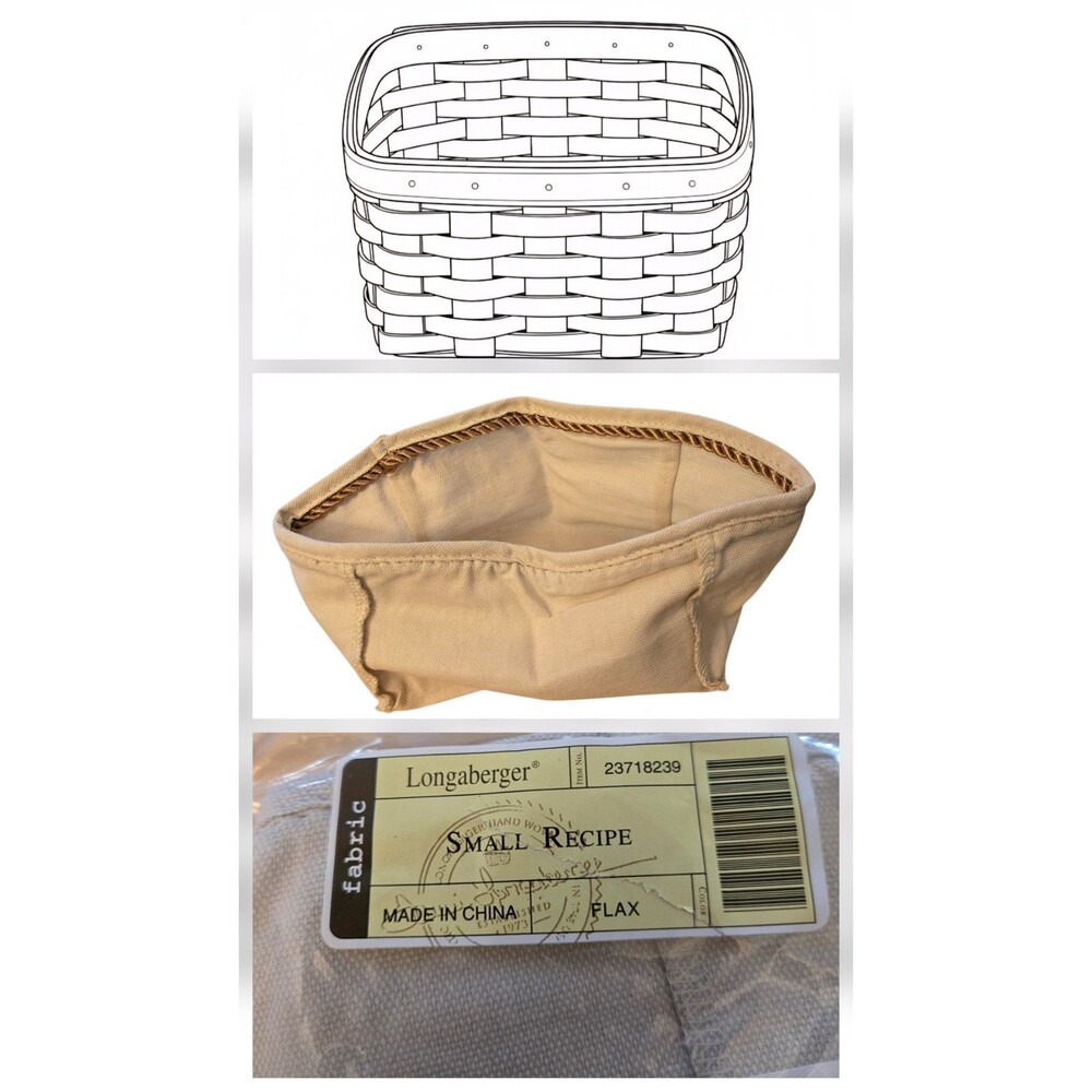 Longaberger Small Recipe Basket Liner Flax